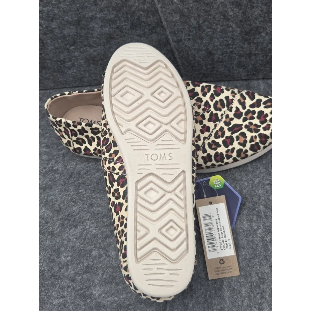 NWOB TOMS Womens Alpargata Slip On Leopard Print Shoes Sz W9 Lightweight Summer
